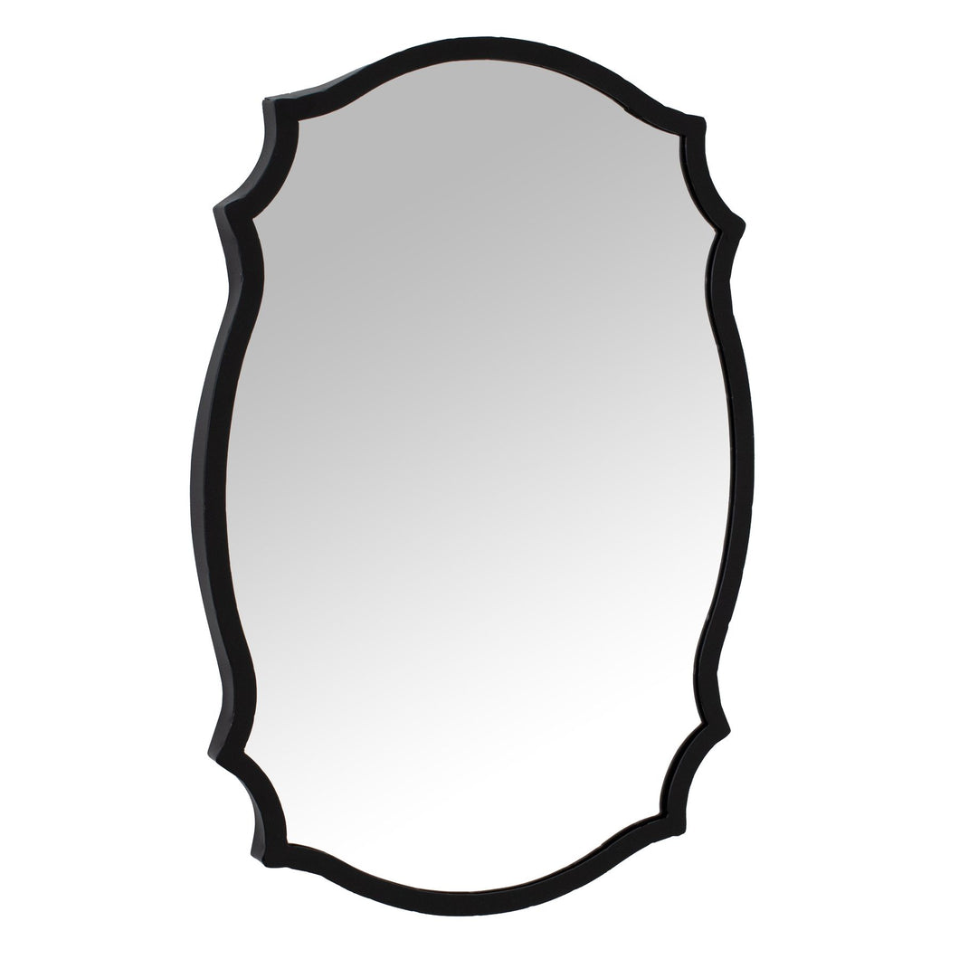 Matt Black Ornate Curved Mirror in BLACK Hill Interiors 23087 5050140308783 Dimensions: 60cm x 44cm x 3cm Weight: 2.93kg Volume: 0.02CBM This is the Matt Black Ornate Curved Mirror, with its sleek matt black finish, this mirror exudes understated luxury, making it a versatile addition to a variety of interior styles. The ornate curved frame adds a touch of intricate detailing, elevating the mirror's aesthetic appeal and infusing your space with a sense of refinement.