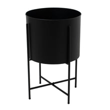 Load image into Gallery viewer, Large Matt Black Planter On Frame in BLACK Hill Interiors 23096 5050140309681 Dimensions: 60cm x 40cm x 40cm Weight: 3kg Volume: 0.08CBM