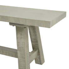 Load image into Gallery viewer, Saltaire Collection Dining Bench in GREY Hill Interiors 23100 5050140310083 Dimensions: 45cm x 180cm x 35cm Weight: 28kg Volume: 0.12CBM This is the Saltaire Collection Dining Bench. The Saltaire Collection presents on-trend contemporary curved elements, including smooth outlines and organic shapes that embody a sense of softness; it adds a modern flair while still maintaining a timeless appeal. Pared back, each piece is finished with a treated wood stain, instilling a sense of weathered familiarity.
