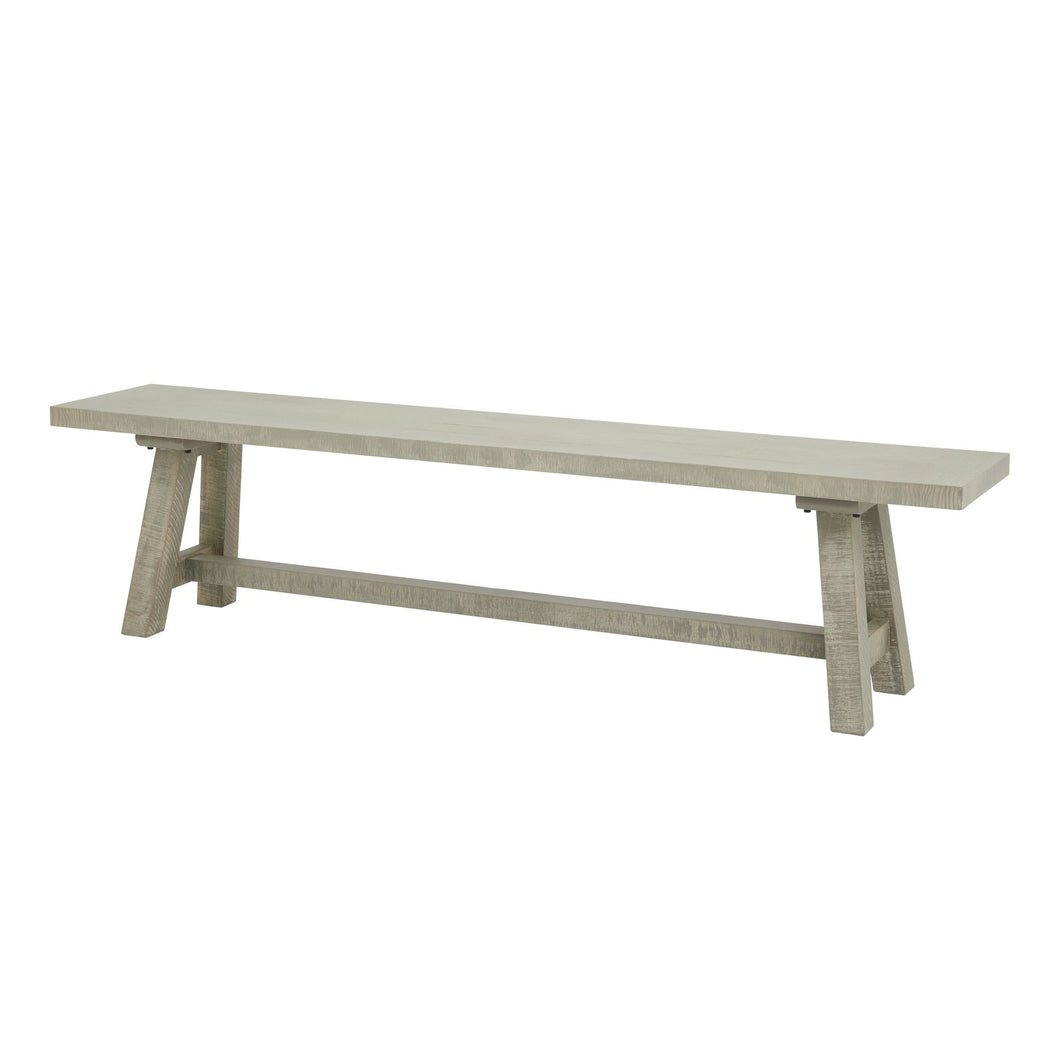 Saltaire Collection Dining Bench in GREY Hill Interiors 23100 5050140310083 Dimensions: 45cm x 180cm x 35cm Weight: 28kg Volume: 0.12CBM This is the Saltaire Collection Dining Bench. The Saltaire Collection presents on-trend contemporary curved elements, including smooth outlines and organic shapes that embody a sense of softness; it adds a modern flair while still maintaining a timeless appeal. Pared back, each piece is finished with a treated wood stain, instilling a sense of weathered familiarity.