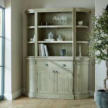 Load image into Gallery viewer, Saltaire Collection 3-Shelf Dresser Top in GREY Hill Interiors 23105 5050140310588 Dimensions: 110cm x 153cm x 45cm Weight: 43kg Volume: 0.9CBM This is the Saltaire Collection 3-Shelf Dresser Top, equally as practical styled individually as it would in a dresser from, on top of the 4 Drawer Sideboard. The Saltaire Collection presents on-trend contemporary curved elements, including smooth outlines and organic shapes that embody a sense of softness; it adds a modern flair while still maintaining a timeless a