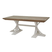 Load image into Gallery viewer, Luna Collection Rectangular Dining Table in WHITE Hill Interiors 23108 5050140310885 Dimensions: 78cm x 200cm x 100cm Weight: 46kg Volume: 1.2CBM This is the Luna Collection Rectangular Dining Table. Where rustic charm meets contemporary design, the furniture range boasts an off white painted bottom combined with a stained wooden top. It is carefully handcrafted by skilled artisans, highlighting a unique planked pine design enhanced by a warm mid-tone stain. The fusion of this earthy texture with popular wh