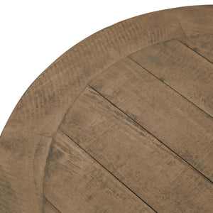 Luna Collection Round Occasional Table in WHITE Hill Interiors 23111 5050140311189 Dimensions: 60cm x 70cm x 70cm Weight: 12kg Volume: 0.37CBM This is the Luna Collection Round Occasional Table. Where rustic charm meets contemporary design, the furniture range boasts an off white painted bottom combined with a stained wooden top. It is carefully handcrafted by skilled artisans, highlighting a unique planked pine design enhanced by a warm mid-tone stain. The fusion of this earthy texture with popular white p