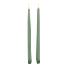 Load image into Gallery viewer, Luxe Collection S/2 Sage LED Wax Dinner Candles in SAGE Hill Interiors 23118 5050140311882 Dimensions: 25cm x 2cm x 2cm Weight: 0.144kg Volume: 0.03CBM