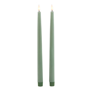 Luxe Collection S/2 Sage LED Wax Dinner Candles in SAGE Hill Interiors 23118 5050140311882 Dimensions: 25cm x 2cm x 2cm Weight: 0.144kg Volume: 0.03CBM