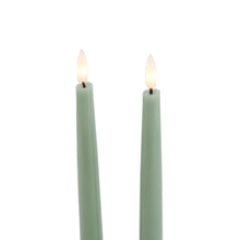 Load image into Gallery viewer, Luxe Collection S/2 Sage LED Wax Dinner Candles in SAGE Hill Interiors 23118 5050140311882 Dimensions: 25cm x 2cm x 2cm Weight: 0.144kg Volume: 0.03CBM