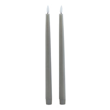 Load image into Gallery viewer, Luxe Collection S/2 Grey LED Wax Dinner Candles in GREY Hill Interiors 23120 5050140312087 Dimensions: 25cm x 2cm x 2cm Weight: 0.144kg Volume: 0.03CBM