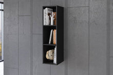Load image into Gallery viewer, Helio 87 Hanging Bookcase Arte-N 2498JW87 Stylishly store books, toys, or knick-knacks inside this modern bookcase, featuring a sleek elegant design with a neat matt finish. The Helio 87 features three equally-sized open compartments is available in two different colours, black white. W30cm x H110cm x D35cm Colour: Black Matt White Matt? Two Shelves Max weight capacity per shelf - 5kg Matching Furniture available Made from 16mm high-quality laminated board Assembly Required Weight: 17kg Estimated Direct Hom