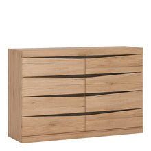 Load image into Gallery viewer, Kensington 4 + 4 Wide Chest of Drawers in Oak Furniture To Go 4034445 5900355033799 4 + 4 Wide Chest of Drawers in Oak. This fantastic grained oak finish with the contrasting dark trim makes this modern top quality collection of bedroom furniture the ideal destination for the most modern or traditional homes. Dimensions: 838mm x 1257mm x 399mm (Height x Width x Depth) 
 Laminated board ( resistant to damage and scratches, moisture and high temperature ) 
 Characteristic milled handles 
 Easy self assembly 
