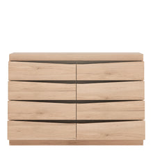 Load image into Gallery viewer, Kensington 4 + 4 Wide Chest of Drawers in Oak Furniture To Go 4034445 5900355033799 4 + 4 Wide Chest of Drawers in Oak. This fantastic grained oak finish with the contrasting dark trim makes this modern top quality collection of bedroom furniture the ideal destination for the most modern or traditional homes. Dimensions: 838mm x 1257mm x 399mm (Height x Width x Depth) 
 Laminated board ( resistant to damage and scratches, moisture and high temperature ) 
 Characteristic milled handles 
 Easy self assembly 
