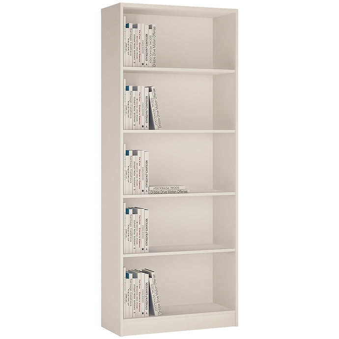 4 You Tall Wide Bookcase in Pearl White Furniture To Go 4059321 5900355015658 Tall Wide Bookcase in Pearl White This extra tall wide bookcase has several adjustable shelves, and can be used as bookcase, storage area for DVD’s and CD’s or display unit for your treasured ornaments. Why not add more of our matching bookcases to complete your collection. Dimensions: 2032mm x 790mm x 267.2mm (Height x Width x Depth) 
 Laminated board (resistant to damage and scratches, moisture and high temperature) 
 Metal brac