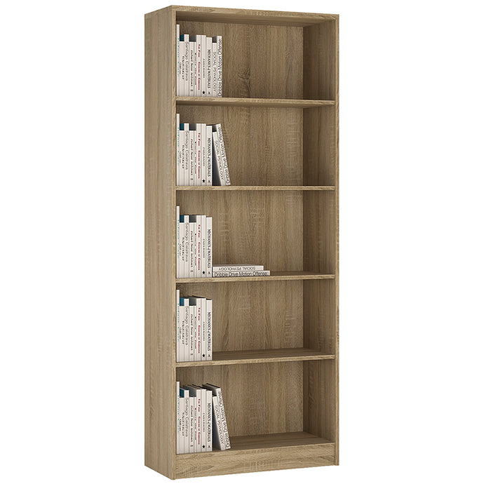 4 You Tall Wide Bookcase in Sonama Oak Furniture To Go 4059347 5060653083855 Tall Wide Bookcase in Sonama Oak This extra tall wide bookcase has several adjustable shelves, and can be used as bookcase, storage area for DVD’s and CD’s or display unit for your treasured ornaments. Why not add more of our matching bookcases to complete your collection.
 Dimensions: 2032mm x 790mm x 267mm (Height x Width x Depth) 
 Laminated board (resistant to damage and scratches, moisture and high temperature) 
 Metal bracket