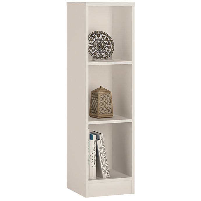 4 You Medium Narrow Bookcase in Pearl White Furniture To Go 4059521 5900355015672 Medium Narrow Bookcase in Pearl White This medium height narrow bookcase has adjustable shelves, and can be used as bookcase, storage area for DVD’s and CD’s or display unit for your treasured ornaments. Why not add more of our matching bookcases to complete your collection. Dimensions: 1072mm x 406mm x 267.2mm (Height x Width x Depth) 
 Laminated board (resistant to damage and scratches, moisture and high temperature) 
 Metal