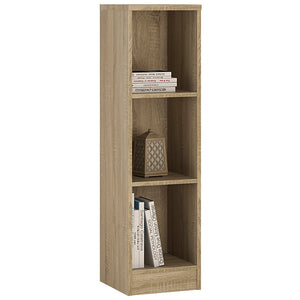 4 You Medium Narrow Bookcase in Sonama Oak Furniture To Go 4059547 5900355016013 Medium Narrow Bookcase in Sonama Oak This medium height narrow bookcase has adjustable shelves, and can be used as bookcase, storage area for DVD’s and CD’s or display unit for your treasured ornaments. Why not add more of our matching bookcases to complete your collection. Dimensions: 1114mm x 300mm x 346mm (Height x Width x Depth) 
 Laminated board (resistant to damage and scratches, moisture and high temperature) 
 Metal bra
