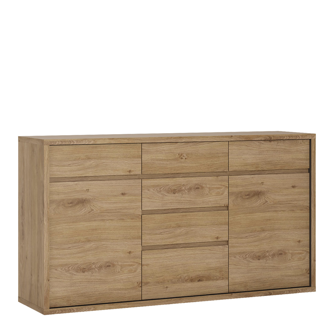 Shetland 2 door 6 drawer chest in Shetland Oak Finish Furniture To Go 4194161 5900355035939 2 door 6 drawer chest. Enchanting with its simple elegence, Ingenious shape complemented by elegant decor - a perfect marriage. This collection with sharp lines and a bold feeling, fills every living room space requirement. Dimensions: 868mm x 1560mm x 400mm (Height x Width x Depth) 
 Laminated board ( resistant to damage and scratches, moisture and high temperature ) 
 Easy self assembly 
 Modern handle free solutio