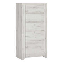 Load image into Gallery viewer, Angel 1 Door 3 Drawer Chest in White Craft Oak Furniture To Go 4213562 5900355038503 1 Door 3 Drawer Chest. This beautifull bedroom collection is contemporay and stylish and suitable for all age groups, finished in a modern hard wearing white crafted Oak melamine. A space saving storage solution, narrow 3 drawers over cupboard with interiors shelf. Dimensions: 1163mm x 560mm x 400mm (Height x Width x Depth) 
 Laminated board (resistant to damage and scratches, moisture and high temperature) 
 Decorative gen