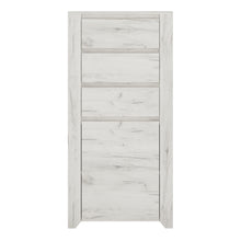 Load image into Gallery viewer, Angel 1 Door 3 Drawer Chest in White Craft Oak Furniture To Go 4213562 5900355038503 1 Door 3 Drawer Chest. This beautifull bedroom collection is contemporay and stylish and suitable for all age groups, finished in a modern hard wearing white crafted Oak melamine. A space saving storage solution, narrow 3 drawers over cupboard with interiors shelf. Dimensions: 1163mm x 560mm x 400mm (Height x Width x Depth) 
 Laminated board (resistant to damage and scratches, moisture and high temperature) 
 Decorative gen