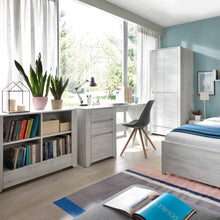 Load image into Gallery viewer, Angel 2 Door 3+3 Drawer Wide Chest in White Craft Oak Furniture To Go 4214262 5900355038527 2 Door 3+3 Drawer Wide Chest. This beautifull bedroom collection is contemporay and stylish and suitable for all age groups, finished in a modern hard wearing white crafted Oak melamine. This extra wide chest has lots of storage with 6 handy size drawers and 1 cupboards with interior shelving. cupboard with interior shelf. Dimensions: 765mm x 1187mm x 400mm (Height x Width x Depth) 
 Laminated board (resistant to dam