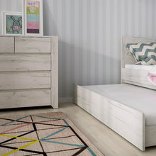 Load image into Gallery viewer, Angel 2+3 Chest of Drawers in White Craft Oak Furniture To Go 4214362 5900355038534 2+3 Chest of Drawers. This beautifull bedroom collection is contemporay and stylish and suitable for all age groups, finished in a modern hard wearing white crafted Oak melamine. A handy compact 2 small over 3 wide drawer chest. 77cm wide top is handy display area for family photo&#39;s etc. Dimensions: 765mm x 840mm x 400mm (Height x Width x Depth) 
 Laminated board (resistant to damage and scratches, moisture and high temperat