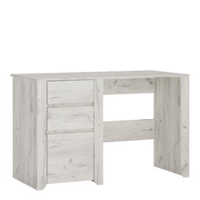 Load image into Gallery viewer, Angel 3 Drawer Desk in White Craft Oak Furniture To Go 4218062 5900355038589 This beautifull bedroom collection is contemporay and stylish and suitable for all age groups, finished in a modern hard wearing white crafted Oak melamine. 60cm deep desktop area working surface, giving you plenty of space. Dimensions: 765mm x 1187mm x 600mm (Height x Width x Depth) 
 Laminated board (resistant to damage and scratches, moisture and high temperature) 
 Decorative gently rounded MDF mouldings 
 Easy self assembly 
 