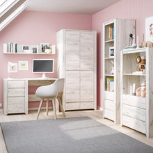 Load image into Gallery viewer, Angel 3 Drawer Desk in White Craft Oak Furniture To Go 4218062 5900355038589 This beautifull bedroom collection is contemporay and stylish and suitable for all age groups, finished in a modern hard wearing white crafted Oak melamine. 60cm deep desktop area working surface, giving you plenty of space. Dimensions: 765mm x 1187mm x 600mm (Height x Width x Depth) 
 Laminated board (resistant to damage and scratches, moisture and high temperature) 
 Decorative gently rounded MDF mouldings 
 Easy self assembly 
 