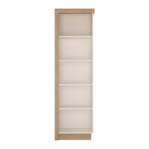 Lyon Bookcase (RH) in Riviera Oak/White High Gloss Furniture To Go 4261865 5900355044030 Bookcase (RH) in Riviera Oak/White High Gloss. Bookcase with plenty of space to display family treasures or your favourite book collection. A high quality collection in a ultra modern design - with each item complementing each other. Dimensions: 1985mm x 600mm x 420mm (Height x Width x Depth) 
 Laminated board (resistant to damage and scratches, moisture and high temperature) 
 Easy self assembly 
 Assembly instructions