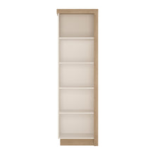 Load image into Gallery viewer, Lyon Bookcase (LH) in Riviera Oak/White High Gloss Furniture To Go 4261965 5900355044023 Bookcase (LH) in Riviera Oak/White High Gloss. Bookcase with plenty of space to display family treasures or your favourite book collection. A high quality collection in a ultra modern design - with each item complementing each other. Dimensions: 1985mm x 600mm x 420mm (Height x Width x Depth) 
 Laminated board (resistant to damage and scratches, moisture and high temperature) 
 Easy self assembly 
 Assembly instructions
