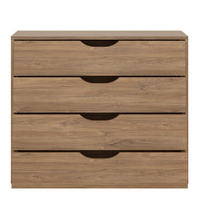 Load image into Gallery viewer, Monaco 4 drawer chest in Oak and Black Furniture To Go 4304267 5900355046386 4 drawer chest in Stirling Oak. Chest chest of drawers, which can be used free standing but also inside either of the wardrobes. This beautiful high-class bedroom collection is a perfect choise for modern and functional living. Dimensions: 744mm x 890mm x 460mm (Height x Width x Depth) 
 Laminated board (resistant to damage and scratches, moisture and high temperature) 
 Easy self assembly 
 Easy gliding runners 
 Assembly instruct