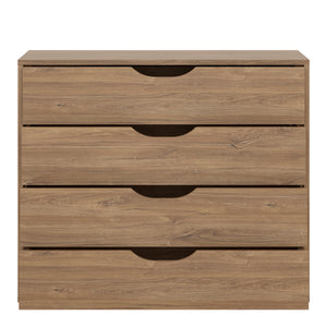 Monaco 4 drawer chest in Oak and Black Furniture To Go 4304267 5900355046386 4 drawer chest in Stirling Oak. Chest chest of drawers, which can be used free standing but also inside either of the wardrobes. This beautiful high-class bedroom collection is a perfect choise for modern and functional living. Dimensions: 744mm x 890mm x 460mm (Height x Width x Depth) 
 Laminated board (resistant to damage and scratches, moisture and high temperature) 
 Easy self assembly 
 Easy gliding runners 
 Assembly instruct