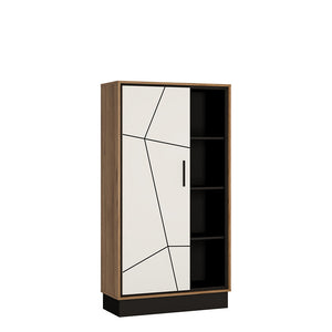 Brolo Wide 1 door bookcase in Walnut and White Furniture To Go 4341053 5900355059492 A bookcase with a single cupboard door in the signature Brolo design, as well as open shelving to display your most read, or maybe some of the more high-brow titles to impress guests! Dimensions: 1480mm x 854mm x 370mm (Height x Width x Depth) 
 Laminated board (resistant to damage and scratches, moisture and high temperature) 
 Adjustable hinges on all doors with soft closes 
 Easy self assembly 
 Assembly instructions:
 
