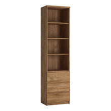 Load image into Gallery viewer, Fribo Tall narrow 3 drawer bookcase in Oak Furniture To Go 4410273 5900355132553 A high bookcase for the living room is a simple block that can be combined with other elements of the collection, creating an ergonomic space in the room. The white bookcase will be perfect for displaying your favorite book titles and interesting accessories. The drawers have a ball mechanism with full extension, thanks to which you can pull out the drawer to the very end and see all its contents without the slightest effort. T