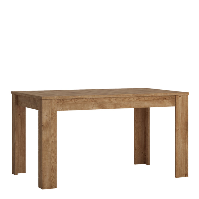 Fribo extending dining table 140-180cm in Oak Furniture To Go 4411573 5900355132607 A folding table is a 'must have' for every dining room, often it also serves as a desk for the whole family and is often a place for playing and having fun together. However, it is mainly used to celebrate shared meals, thanks to the fact that it can be unfolded up to a length of 180 cm, you do not have to give up any of these functions. The table from the Fribo collection has been designed in a thoughtful way, thanks to the