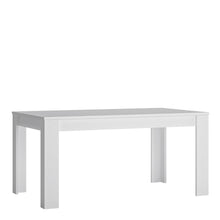 Load image into Gallery viewer, Lyon Large extending dining table 160/200 cm in White and High Gloss Furniture To Go 4447722 5900355143573 Large extending dining table 160/200cm in White and Gloss White. This beautifully designed table comes in 3 different sizes. A great edition to any dining room, perfectly matched with other items in the same collection. A beautiful Matt table top with white high gloss sides. Dimensions: 766mm x 1600-2000mm x 900mm (Height x Width x Depth) 
 Laminated board (resistant to moisture and damage) 
 Available