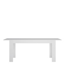 Load image into Gallery viewer, Lyon Large extending dining table 160/200 cm in White and High Gloss Furniture To Go 4447722 5900355143573 Large extending dining table 160/200cm in White and Gloss White. This beautifully designed table comes in 3 different sizes. A great edition to any dining room, perfectly matched with other items in the same collection. A beautiful Matt table top with white high gloss sides. Dimensions: 766mm x 1600-2000mm x 900mm (Height x Width x Depth) 
 Laminated board (resistant to moisture and damage) 
 Available
