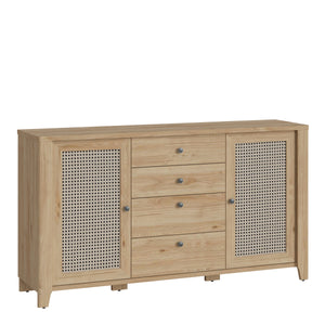 Cestino 2 door 4 Drawer Sideboard in Jackson Hickory Oak and Rattan Effect Furniture To Go 4457475 5900355146246 Staying in the day zone, you value the comfort of use and stylish design of furniture and accessories. Among the diverse, tasteful elements of equipment, furniture is of particular importance, providing spacious storage space. The Cestino collection does not lack universal, practical furniture, ensuring perfect organization of space in spacious and small rooms. See for yourself that a large chest