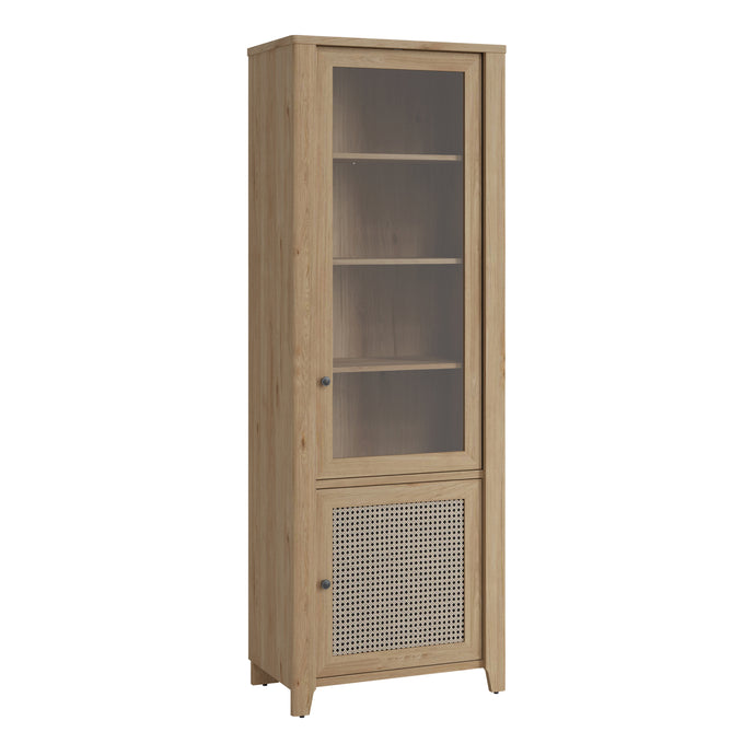 Cestino 2 Door Display Cabinet in Jackson Hickory Oak and Rattan Effect Furniture To Go 4457975 5900355146192 Practical, stylish furniture can give a room an unusual, unique character, while ensuring that users are provided with maximum functionality in everyday use. Do you want to have everything you need for an elegant table decoration at hand during a family dinner? Place the cutlery and glasses in a practical display cabinet that will perfectly complement the interior of the room. The site can be additi