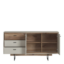 Load image into Gallery viewer, Rivero 2 Door 3 Drawer Sideboard  in Grey and Oak Furniture To Go 4465680 5900355153770 Unique furniture allows you to create your own, carefully planned interior, where every detail is important. Independent organization of the interior design, from the planning phase to implementation can bring you a lot of joy. Choose the Rivero series, dedicated to the living room and dining room. The furniture impresses with its design and functionality and high-quality workmanship. The presented sideboard is an exampl
