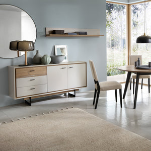 Rivero 2 Door 3 Drawer Sideboard  in Grey and Oak Furniture To Go 4465680 5900355153770 Unique furniture allows you to create your own, carefully planned interior, where every detail is important. Independent organization of the interior design, from the planning phase to implementation can bring you a lot of joy. Choose the Rivero series, dedicated to the living room and dining room. The furniture impresses with its design and functionality and high-quality workmanship. The presented sideboard is an exampl