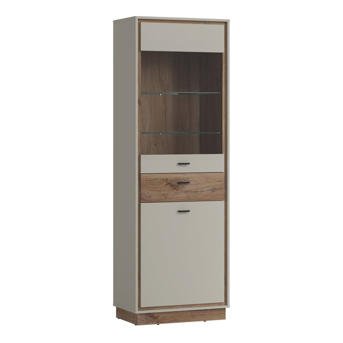 Rivero 2 Door 1 Drawer Display Cabinet in Grey and Oak Furniture To Go 4465780 5900355153763 The decor of the living room and dining room is a showcase of the house. Thanks to stylish furniture you can create a comfortable, beautifully presented living area. The Rivero furniture has been designed with a view to maintaining comfort of use, not forgetting the issue of modern, aesthetic style. Unique colors and simple shapes combined with high-quality materials create an elegant, modern concept of solids. A di