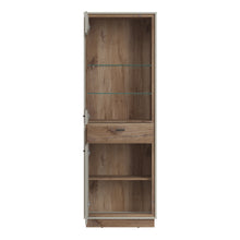 Load image into Gallery viewer, Rivero 2 Door 1 Drawer Display Cabinet in Grey and Oak Furniture To Go 4465780 5900355153763 The decor of the living room and dining room is a showcase of the house. Thanks to stylish furniture you can create a comfortable, beautifully presented living area. The Rivero furniture has been designed with a view to maintaining comfort of use, not forgetting the issue of modern, aesthetic style. Unique colors and simple shapes combined with high-quality materials create an elegant, modern concept of solids. A di