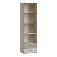 Load image into Gallery viewer, Denim 2 Drawer Bookcase in Light Walnut, Grey Fabric Effect and Cashmere in Grey and Walnut Furniture To Go 4477459 5900355153954 The effective decor of a teenager&#39;s and children&#39;s room is made of elements that give it a unique character. Prepare a solid base for the changing tastes of your child and choose furniture from the Denim collection. Simplicity, timeless shapes and modern, and at the same time constantly fashionable colors make Denim furniture distinguished by extraordinary functionality and perfe