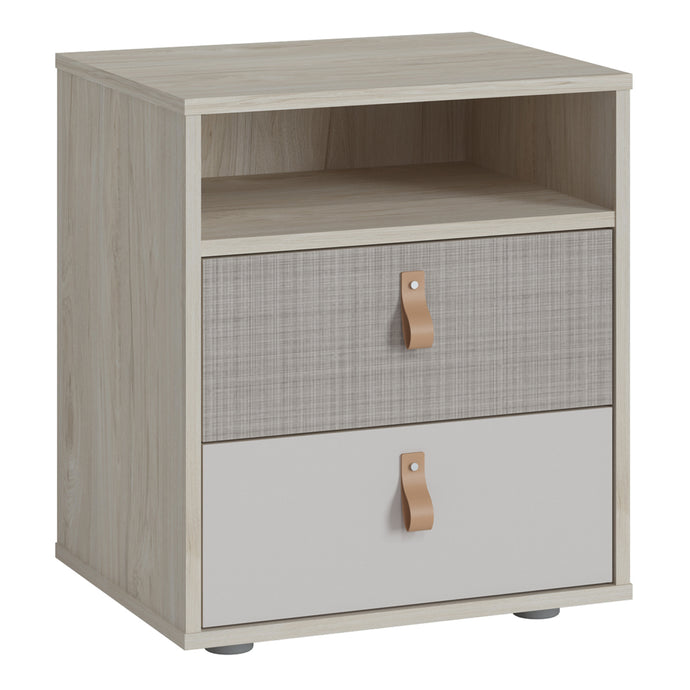Denim 2 Drawer Bedside Cabinet in Light Walnut, Grey Fabric Effect and Cashmere in Grey and Walnut Furniture To Go 4477859 5900355153992 The Denim furniture collection was created for children and young people who prefer versatility, high quality equipment and appreciate the possibility of frequent changes in the style of interior design. The nightstand from the Denim series creates unlimited possibilities of combinations that will suit the taste of demanding customers. The Denim bedside table has two drawe