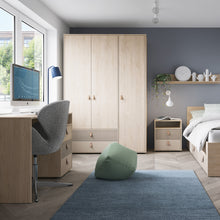 Load image into Gallery viewer, Denim 2 Drawer Bedside Cabinet in Light Walnut, Grey Fabric Effect and Cashmere in Grey and Walnut Furniture To Go 4477859 5900355153992 The Denim furniture collection was created for children and young people who prefer versatility, high quality equipment and appreciate the possibility of frequent changes in the style of interior design. The nightstand from the Denim series creates unlimited possibilities of combinations that will suit the taste of demanding customers. The Denim bedside table has two drawe