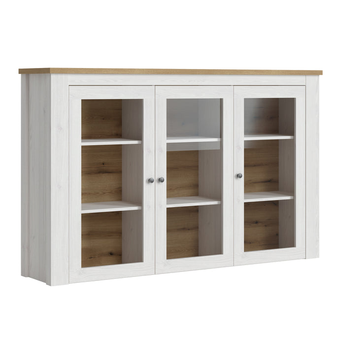 Celesto 3 Door Display top unit in White and Oak Furniture To Go 4481854 5900355160693 The Celesto range is traditional style at its best. Perfect for modern or traditional homes. With a contemporary style in mind the Celesto range has been designed to bring a beautiful modern country touch into your home. This unit adds additional storage and display space to your Celesto 2 door 2drawer sideboard. Offering 6 shelving spaces practically covered with tempered glass. Dimensions: 1107mm x 1774mm x 385mm (Heigh