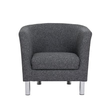 Load image into Gallery viewer, Cleveland Armchair in Nova Anthracite Furniture To Go 60110116 763250345306 Armchair in Nova Anthracite. Simply stylish with sleek lines and cool chrome feet, this armchair is the perfect fit to create a cosy spot in any room. The eye-catching sofa range offers a generous modern design while being irresistible comfortable. Available in Nova Anthracite or Nova Light Grey. Dimensions: 720mm x 720mm x 680mm (Height x Width x Depth) 
 Frame: Solid pinewood, plywood and pre-covered chipboard 
 Foam characteristi