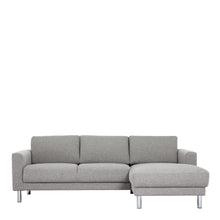 Load image into Gallery viewer, Cleveland Chaiselongue Sofa (RH) in Nova Light Grey Furniture To Go 60140107 763250345344 Chaiselongue Sofa (RH) in Nova Light Grey. Simply stylish with sleek lines and cool chrome feet, this chaiselongue sofa is the perfect fit to create a cosy spot in any room. The eye-catching sofa range offers a generous modern design while being irresistible comfortable. Available in Nova Anthracite or Nova Light Grey. Dimensions: 810mm x 2340mm x 1430mm (Height x Width x Depth) 
 Frame: Solid pinewood, plywood and pre