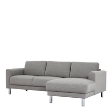 Load image into Gallery viewer, Cleveland Chaiselongue Sofa (RH) in Nova Light Grey Furniture To Go 60140107 763250345344 Chaiselongue Sofa (RH) in Nova Light Grey. Simply stylish with sleek lines and cool chrome feet, this chaiselongue sofa is the perfect fit to create a cosy spot in any room. The eye-catching sofa range offers a generous modern design while being irresistible comfortable. Available in Nova Anthracite or Nova Light Grey. Dimensions: 810mm x 2340mm x 1430mm (Height x Width x Depth) 
 Frame: Solid pinewood, plywood and pre