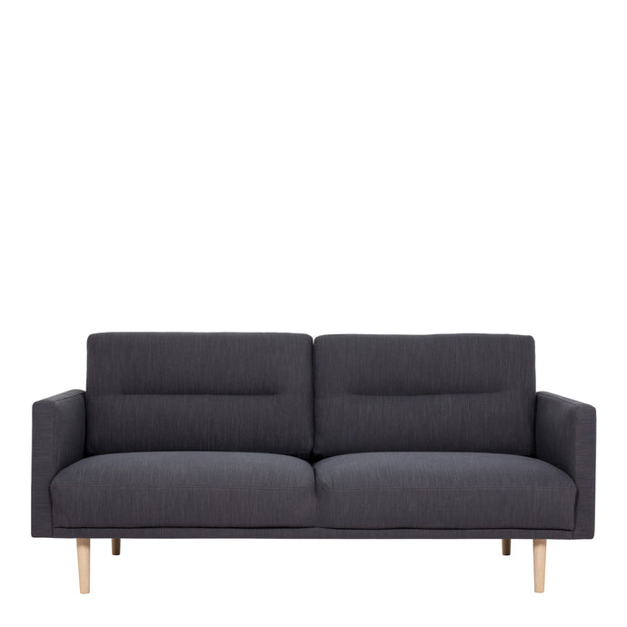 Larvik 2.5 Seater Sofa - Anthracite, Oak Legs Furniture To Go 6032038047 5060653081301 2.5 Seater Sofa in Soul Anthracite with oak legs. A modern inspired design, kept sleek and angular with slim legs. Comfort has not been sacrificed for design, with its comfy back cushions and wide armrests. All together the perfect and stylish place to spend your evenings.  Dimensions: 790mm x 1750mm x 860mm (Height x Width x Depth) 
 Frame: Solid pinewood, plywood and pre-covered chipboard 
 Seat foam: 30 kg/120 Newtons,