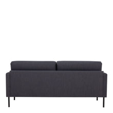 Load image into Gallery viewer, Larvik 2.5 Seater Sofa - Anthracite, Black Legs Furniture To Go 60320380 5060653081127 2.5 Seater Sofa in Soul Anthracite with black legs. A modern inspired design, kept sleek and angular with slim legs. Comfort has not been sacrificed for design, with its comfy back cushions and wide armrests. All together the perfect and stylish place to spend your evenings.  Dimensions: 790mm x 1750mm x 860mm (Height x Width x Depth) 
 Frame: Solid pinewood, plywood and pre-covered chipboard 
 Seat foam: 30 kg/120 Newton