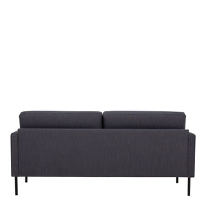 Larvik 2.5 Seater Sofa - Anthracite, Black Legs Furniture To Go 60320380 5060653081127 2.5 Seater Sofa in Soul Anthracite with black legs. A modern inspired design, kept sleek and angular with slim legs. Comfort has not been sacrificed for design, with its comfy back cushions and wide armrests. All together the perfect and stylish place to spend your evenings.  Dimensions: 790mm x 1750mm x 860mm (Height x Width x Depth) 
 Frame: Solid pinewood, plywood and pre-covered chipboard 
 Seat foam: 30 kg/120 Newton